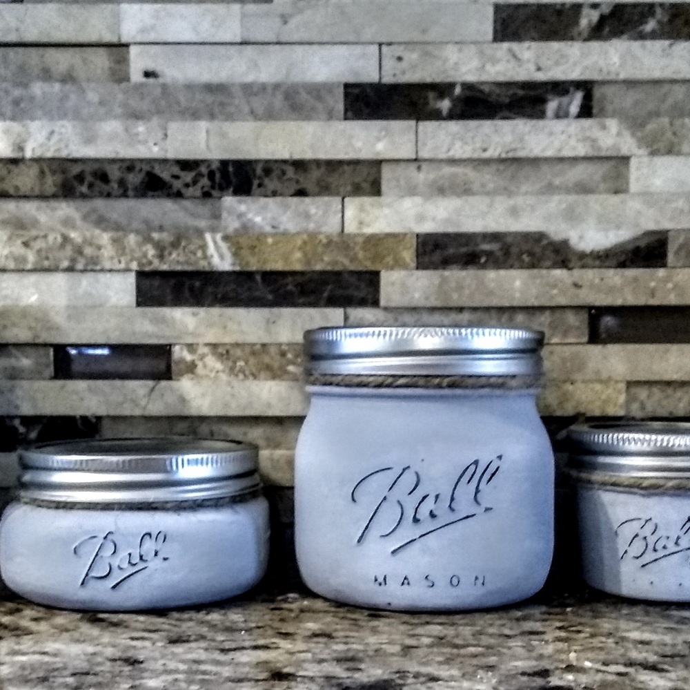 Handpainted Mason jar storage set